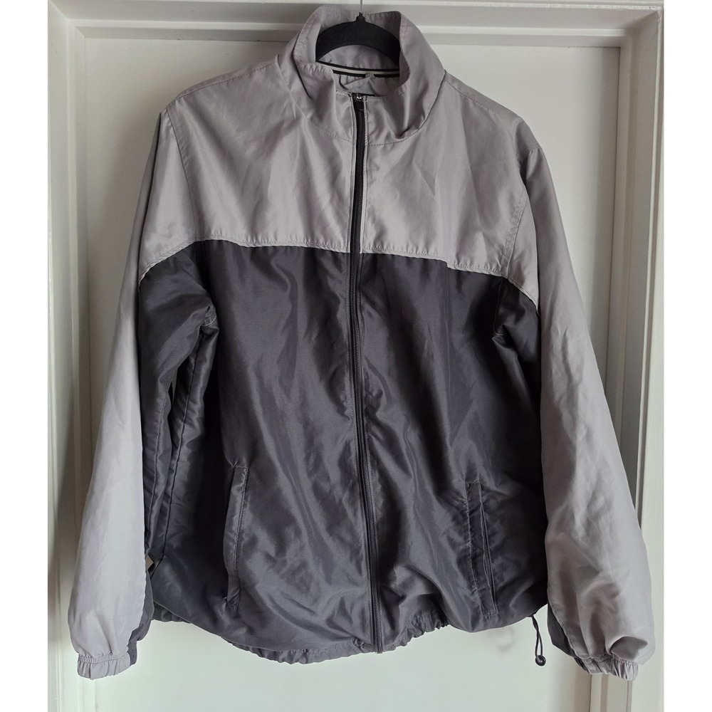 Tek Gear Jacket Size M Grey Black Color Block Long Sleeve Athleisure Coat